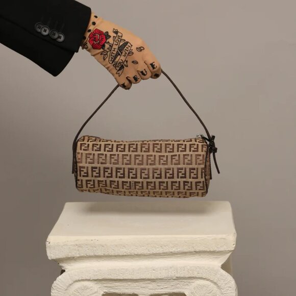 Fendi Handbags - Rare FENDI Zucchino Barrel Pochette